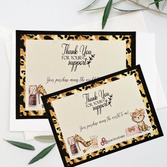 Small Business Seller Thank You Card with Cheetah Cat Pattern - Picture 2 of 7